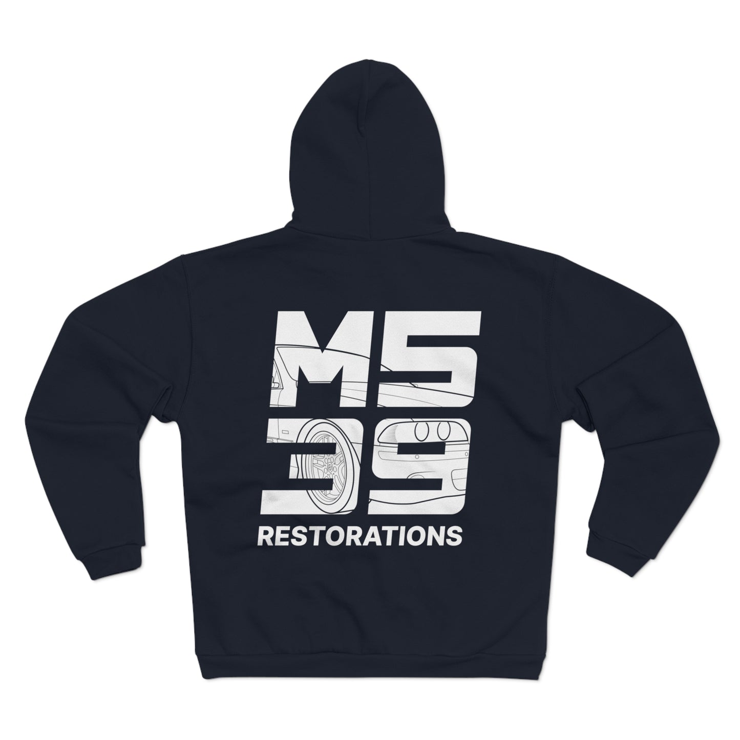 Two-Sided Zip Hoodie - Logo + Blueprint back
