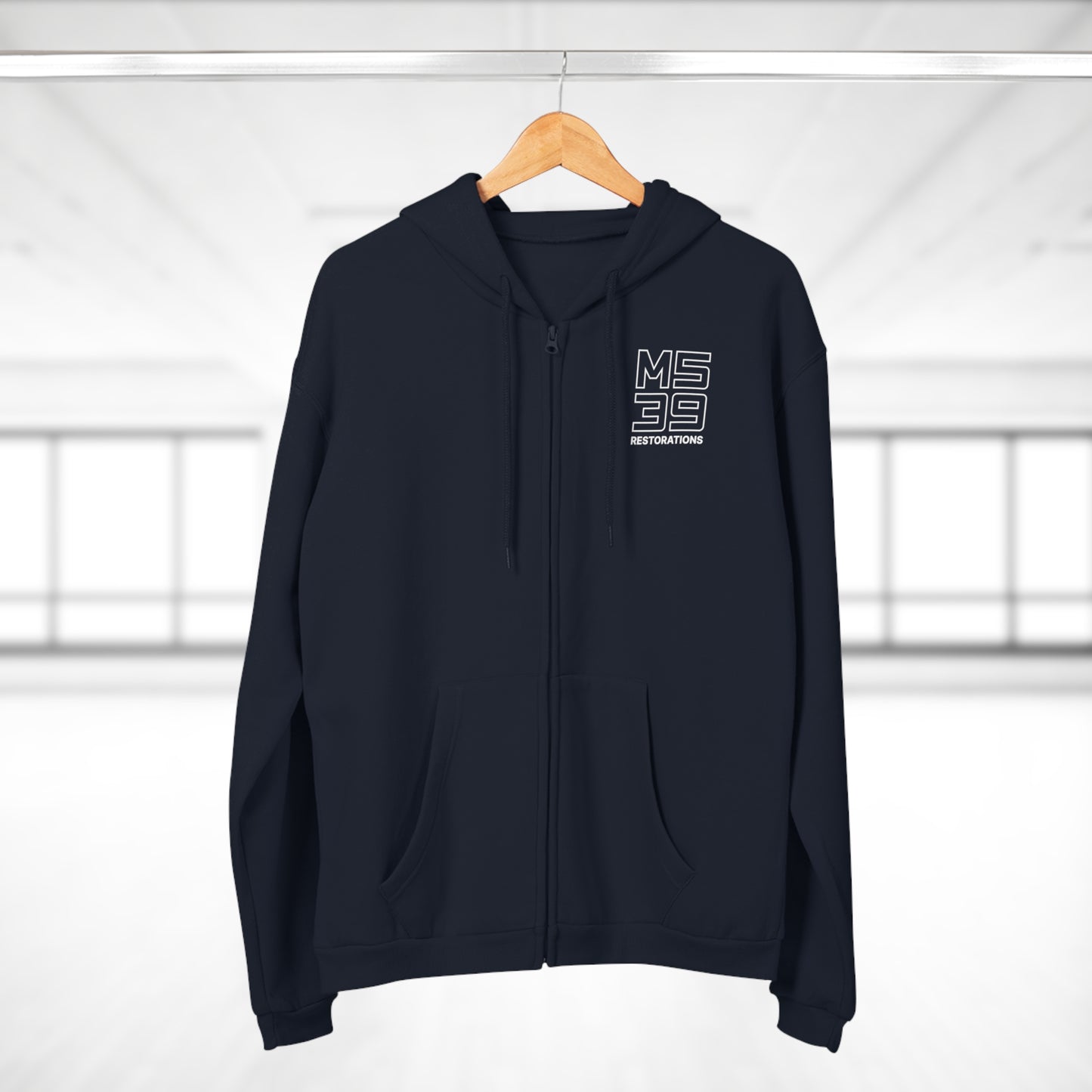 Two-Sided Zip Hoodie - Logo + Blueprint back