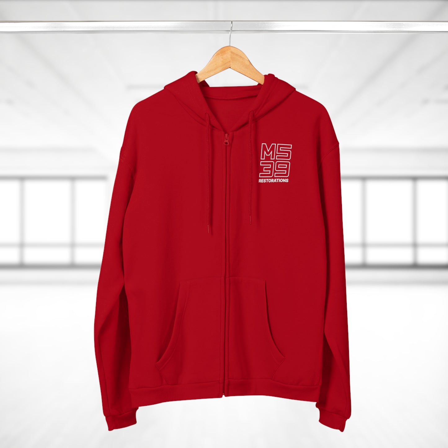 Two-Sided Zip Hoodie - Logo + Blueprint back