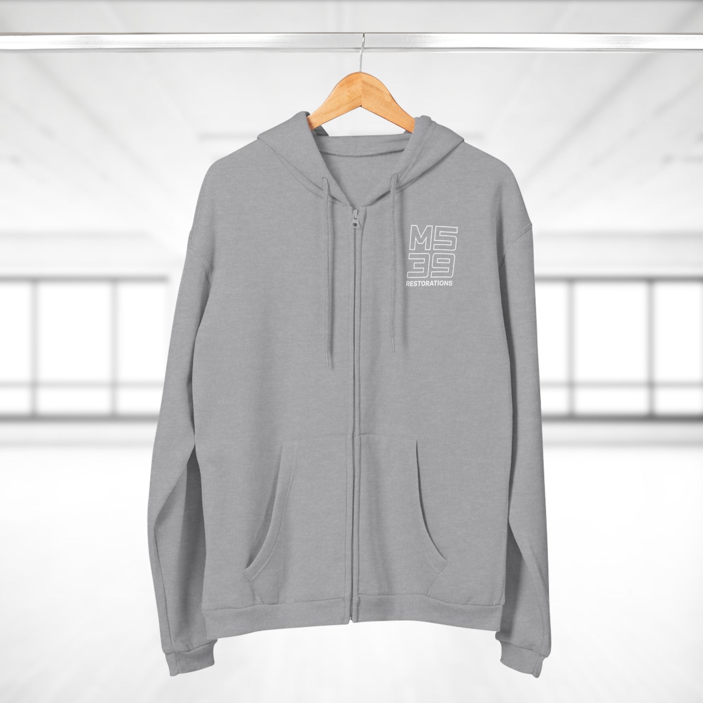 Two-Sided Zip Hoodie - Logo + Blueprint back