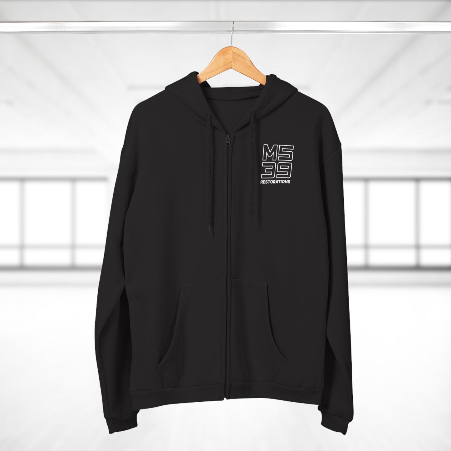 Two-Sided Zip Hoodie - Logo + Blueprint back