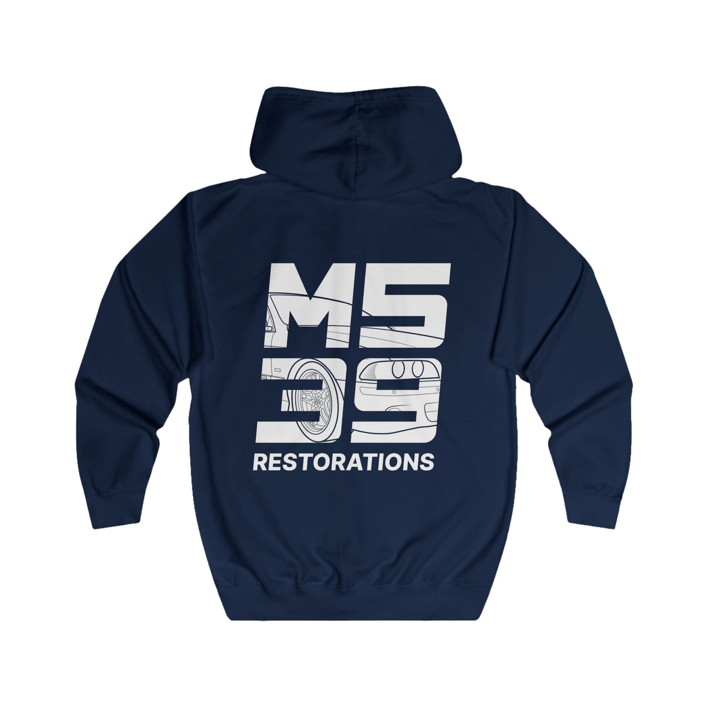 Two-Sided Zip Hoodie - Logo + Blueprint back