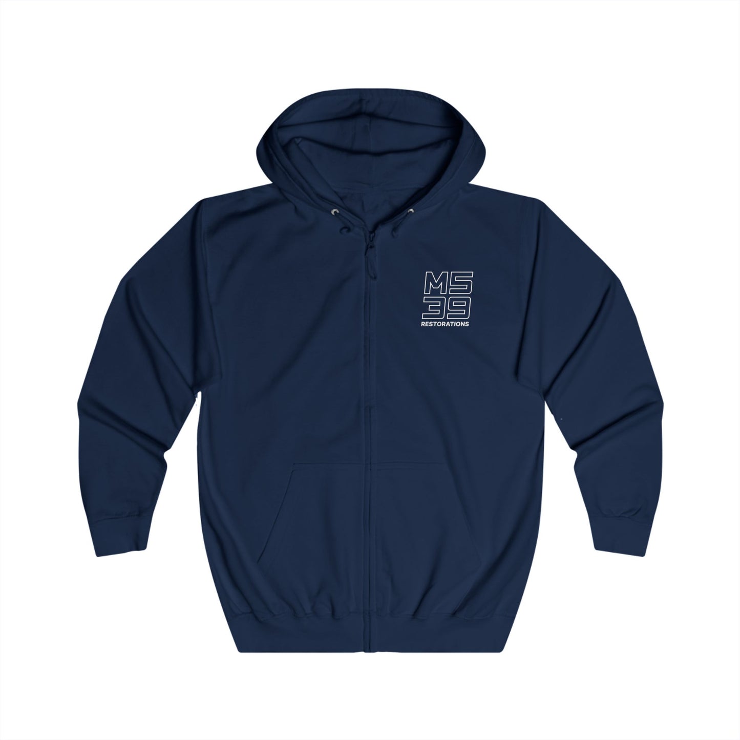 Two-Sided Zip Hoodie - Logo + Blueprint back
