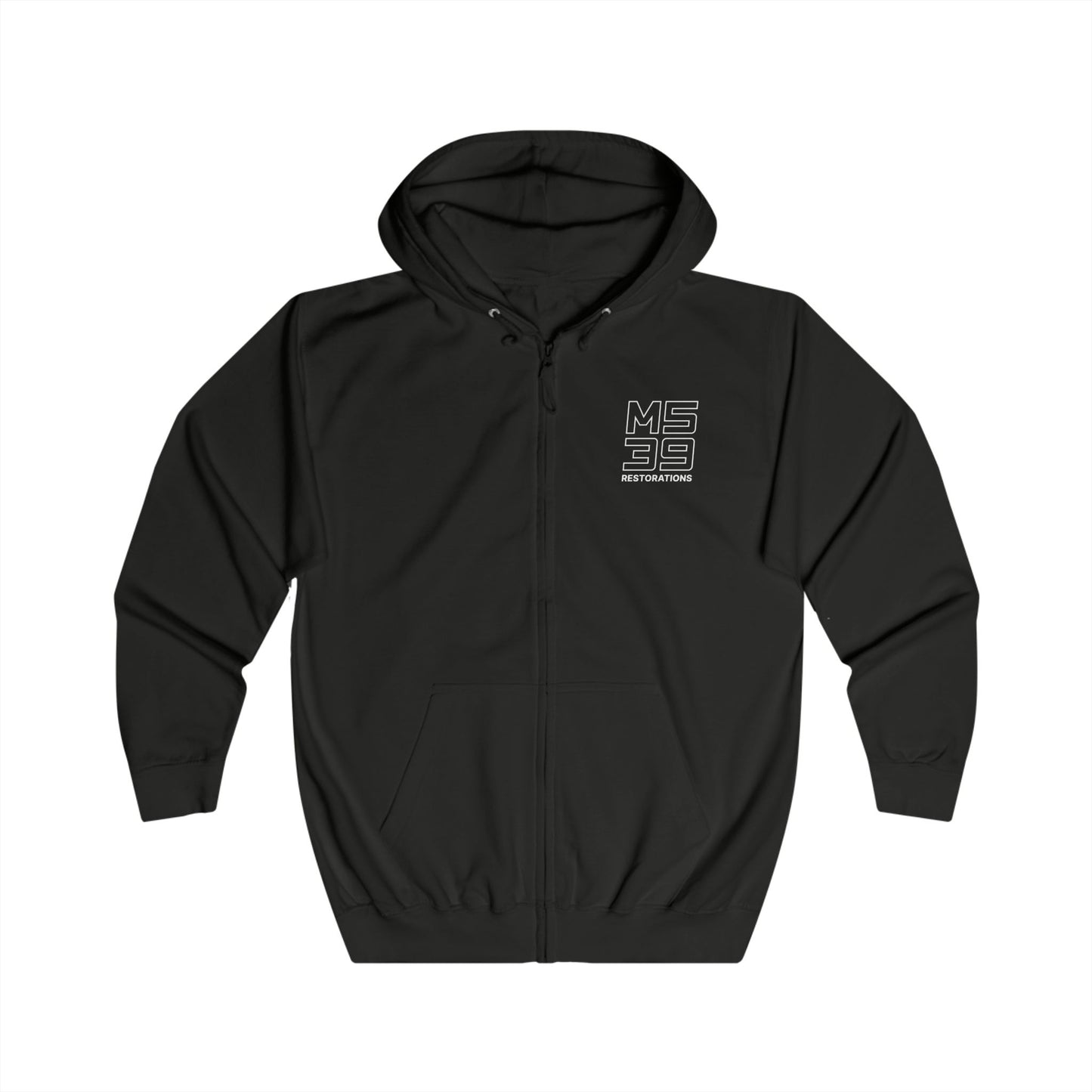 Two-Sided Zip Hoodie - Logo + Blueprint back