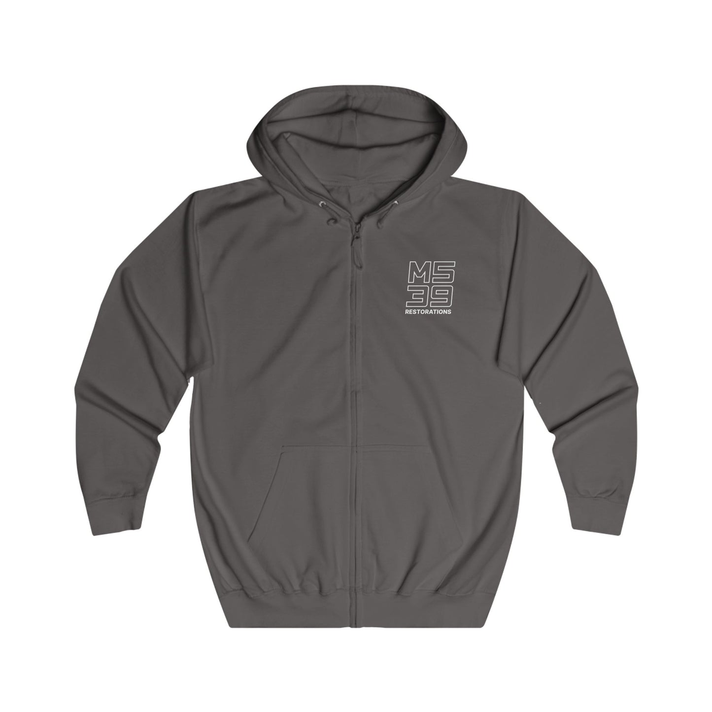 Two-Sided Zip Hoodie - Logo + Blueprint back